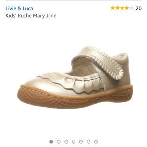 Livie and Luca champagne ruche Mary Jane shoes